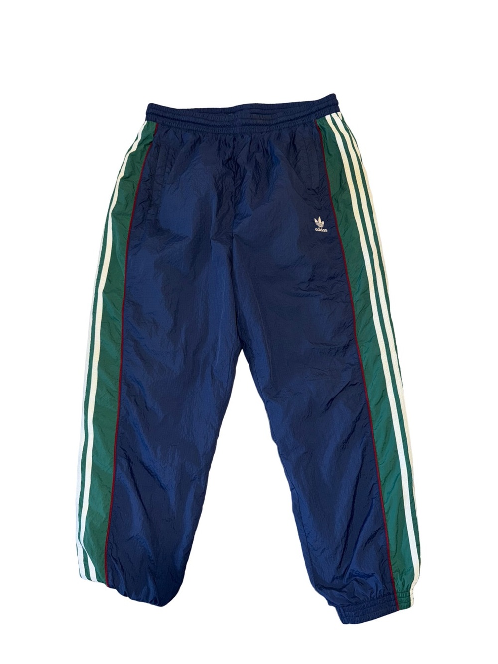 Men’s adidas vintage sweats pants Navy Blue Track Pants with Green XL